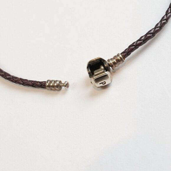 Pandora Deep Purple Leather Double Wrap Bracelet Sterling Silver Clasp - Picture 2 of 4